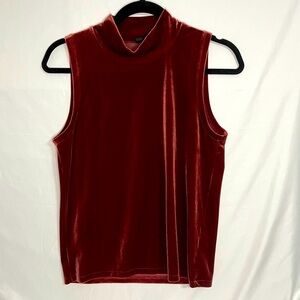 J Crew Gorgeous Rust Red Stretch Velvet Top